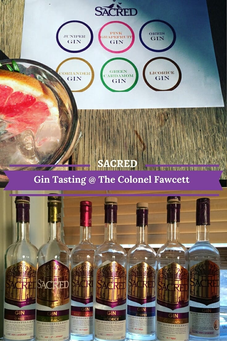 Sacred Gin tasting at the Colonel Fawcett