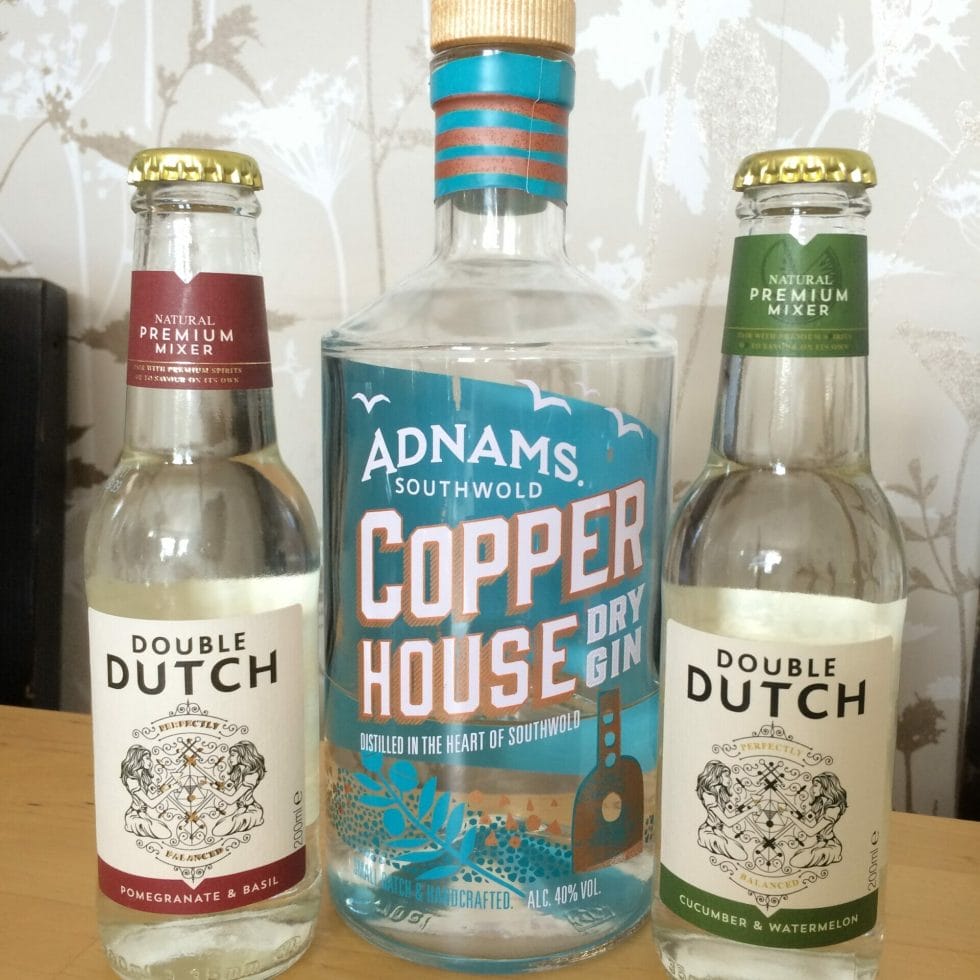 Adnams gin with Double Dutch tonics on What's Katie Doing? blog