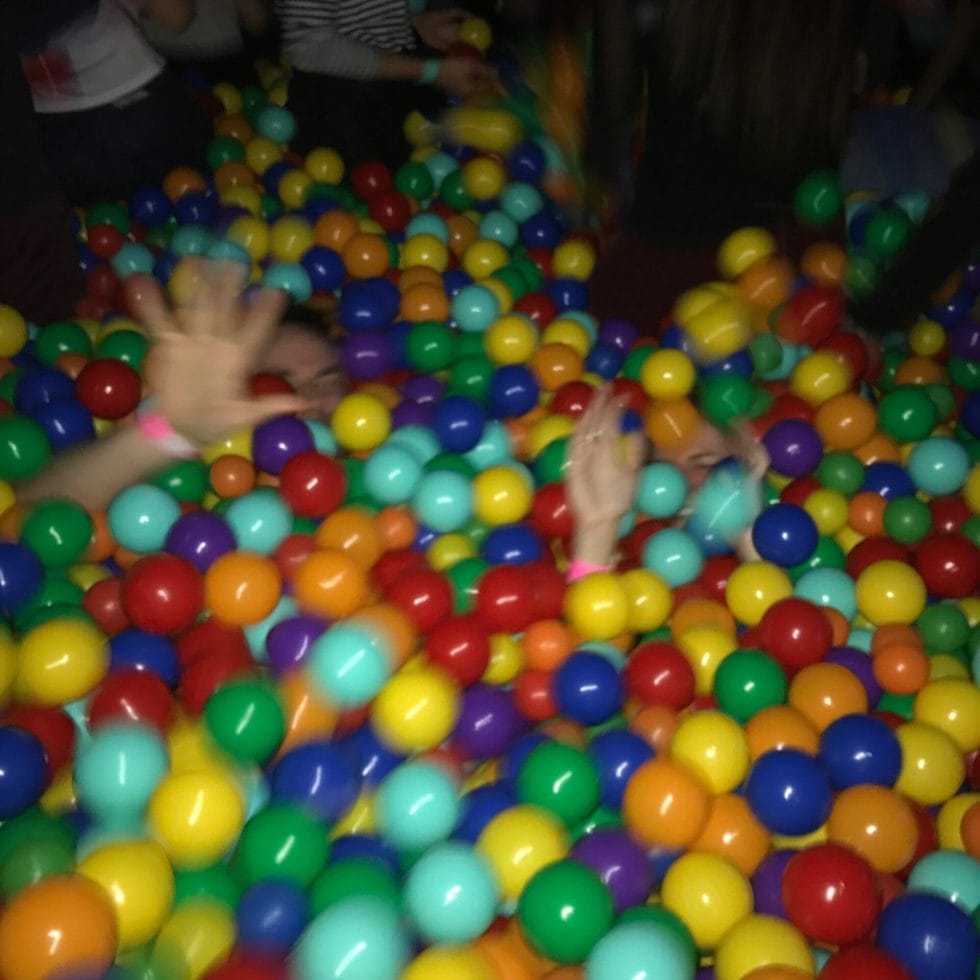 Adult ball pit fun on What's Katie Doing? blog