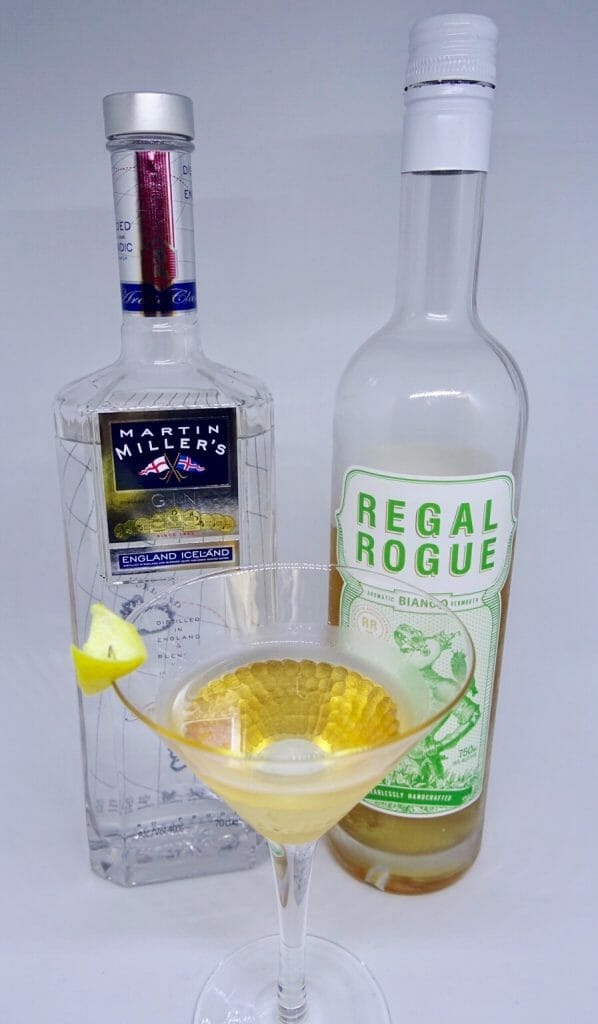 Martin Miller's & Regal Rogue dry martini with a twist fro What's Katie doing? blog