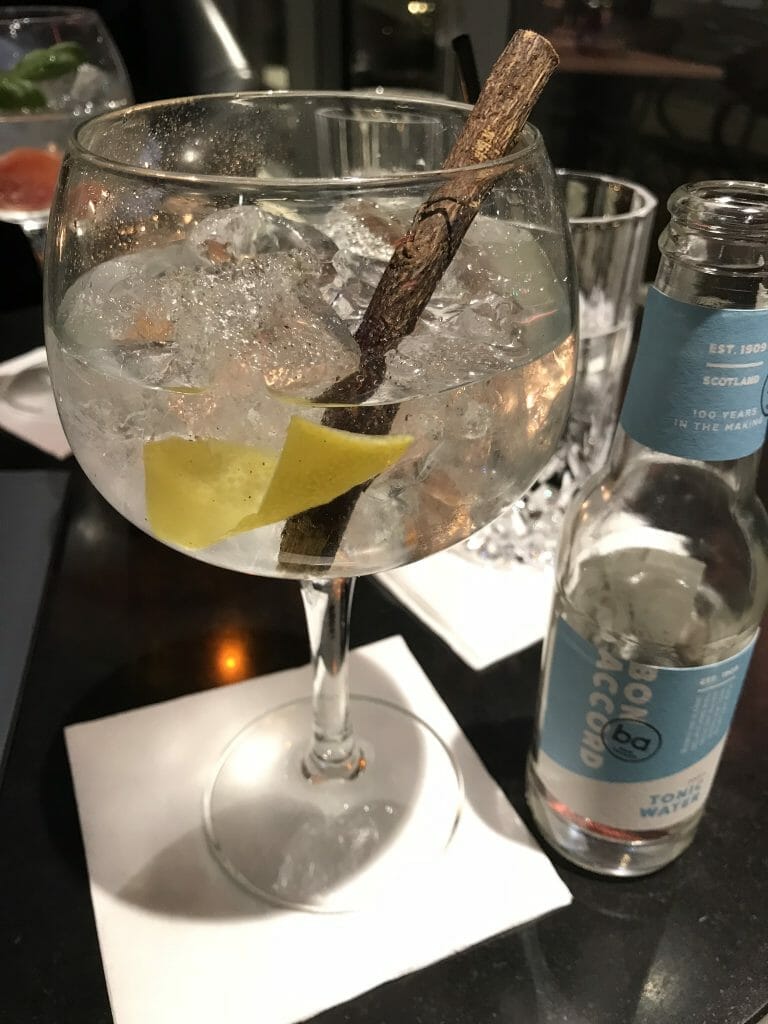 Bon Accord tonic and gin in a copa glass