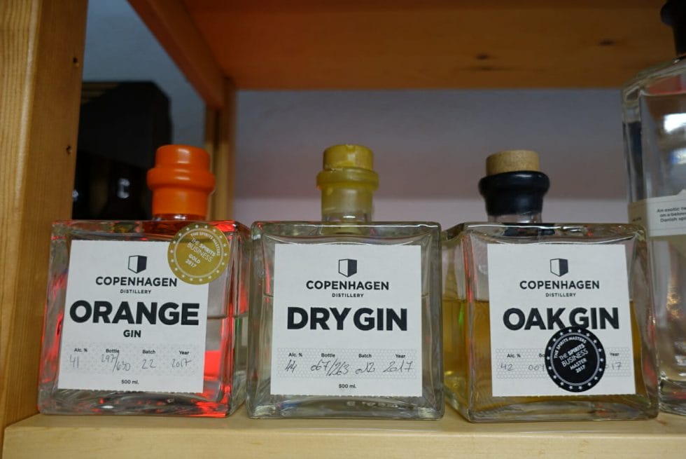 The three types of gin they make at Copenhagen Distillery