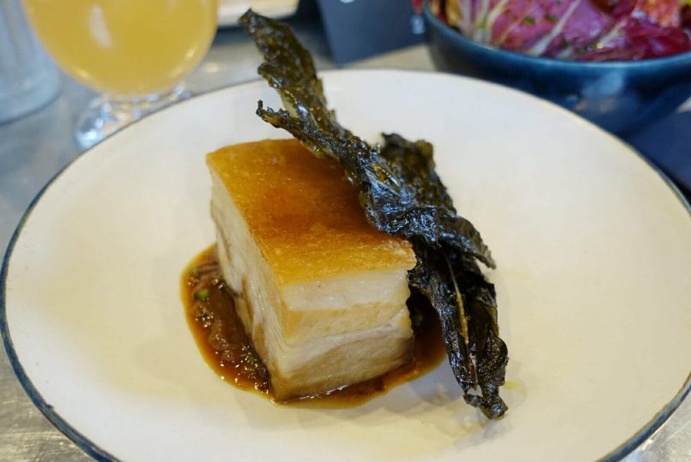 Close up of the pork belly