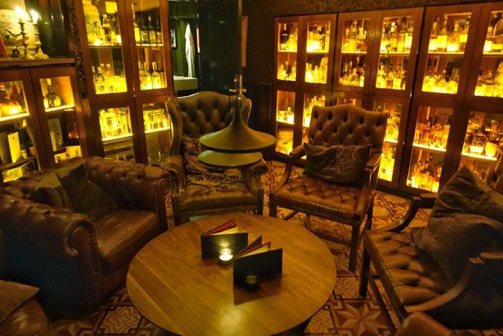 The cosy whiskey room area