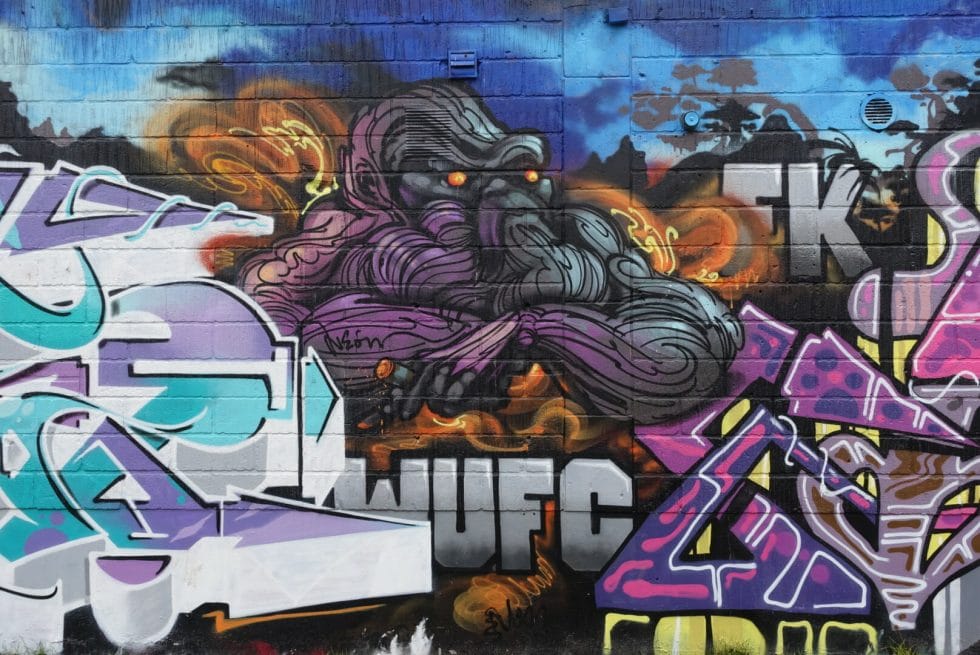 Colourful graffiti art walls