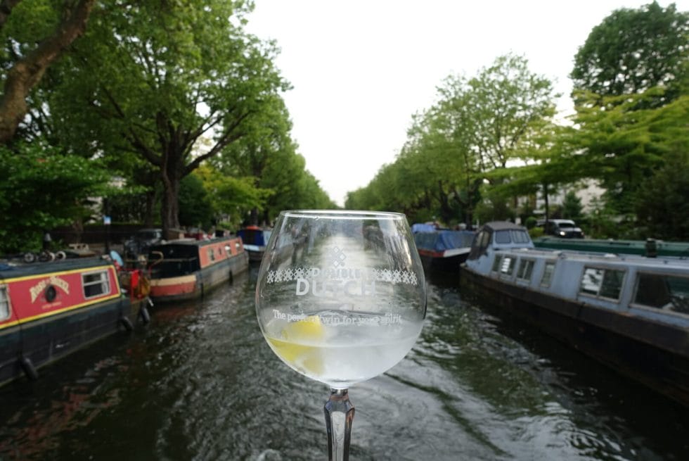 Double Dutch gin glass and canal view