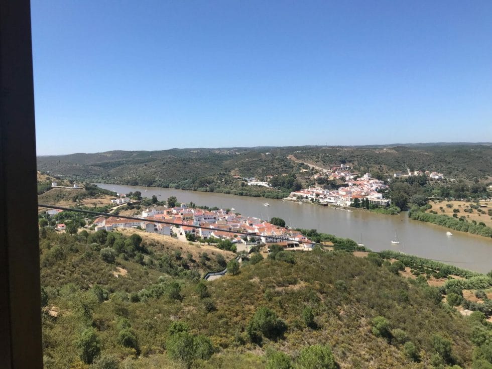 View of the towns and the river between them