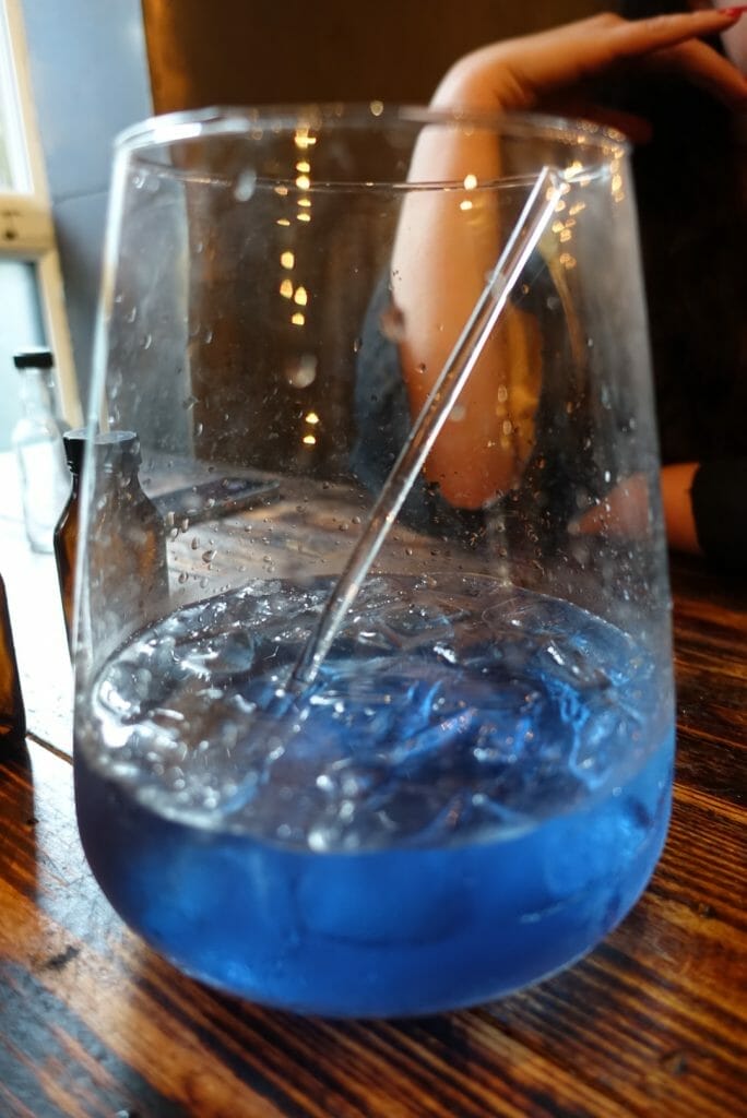 A blue potion in the flask