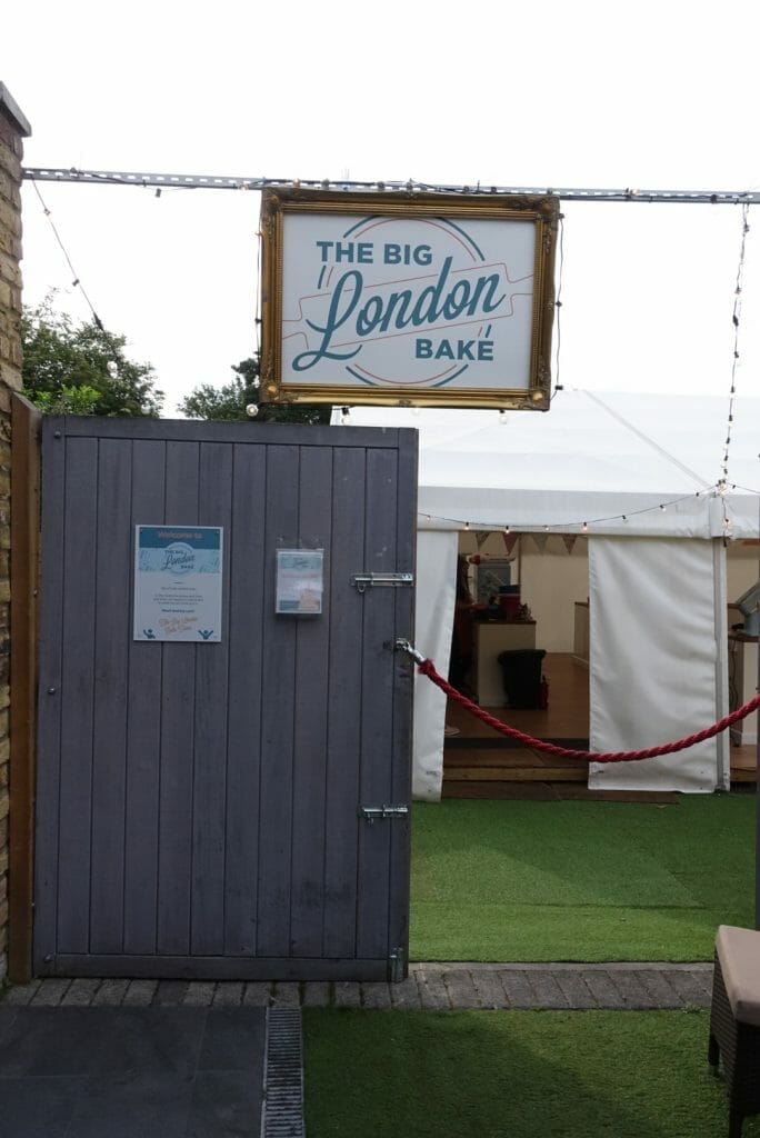 Entrance gate to the Big London Bake in the beer garden