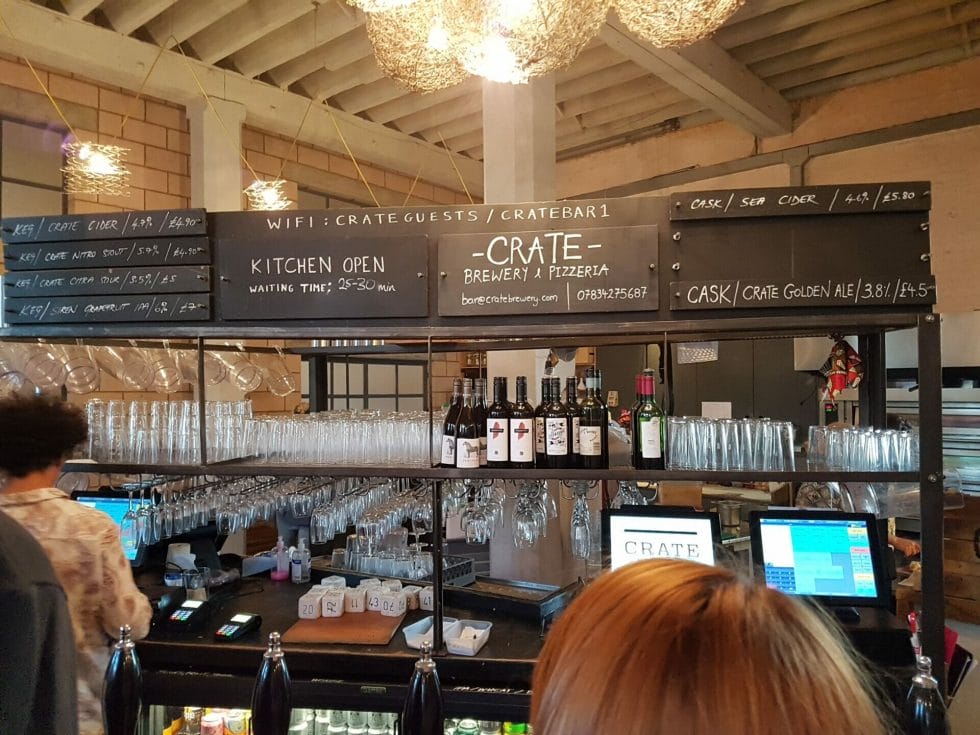 Inside Crate brewery bar