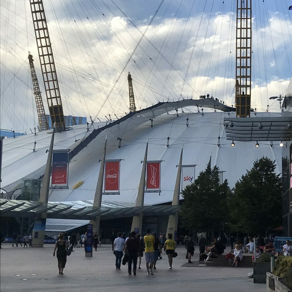 View of the O2 domed roof from ground level