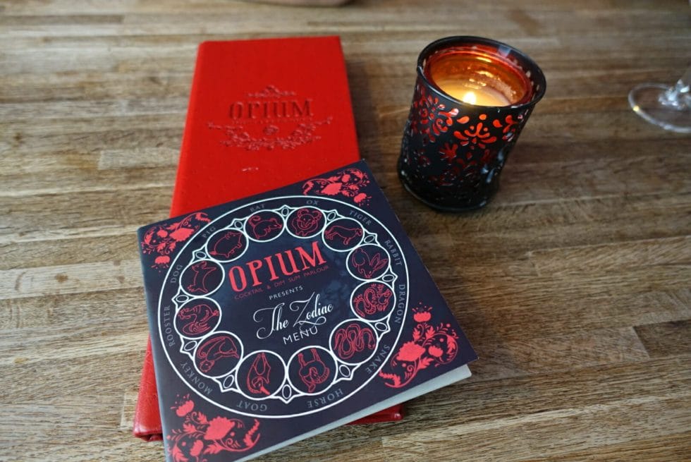 Red and Black menus at Opium