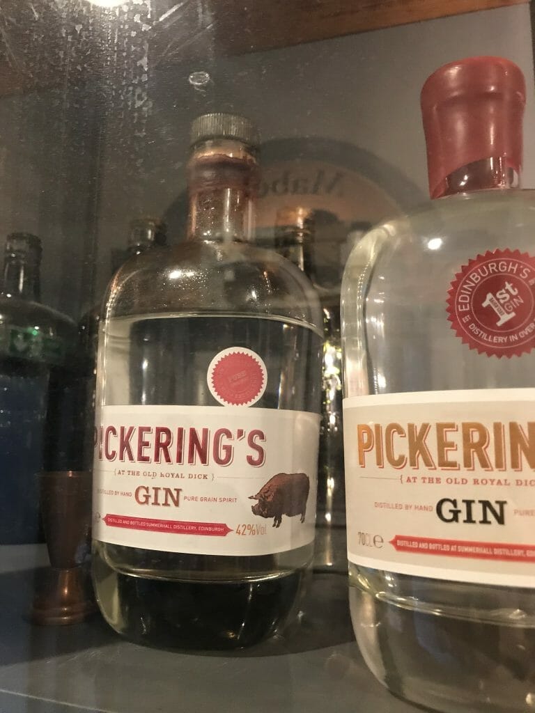 An old bottle of Pickering's with the old pig logo