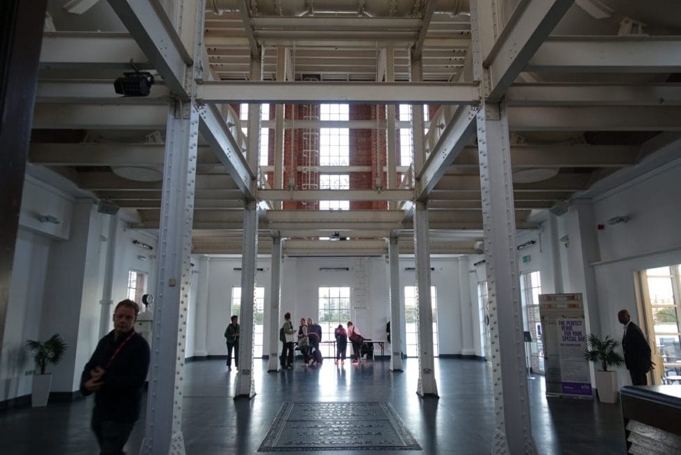 The double height interior of the West Reservoir Centre building