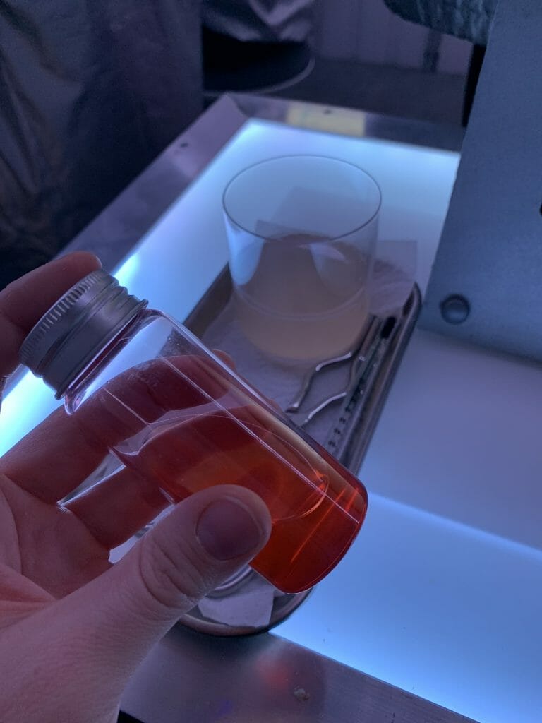 Red liquid in a vial 