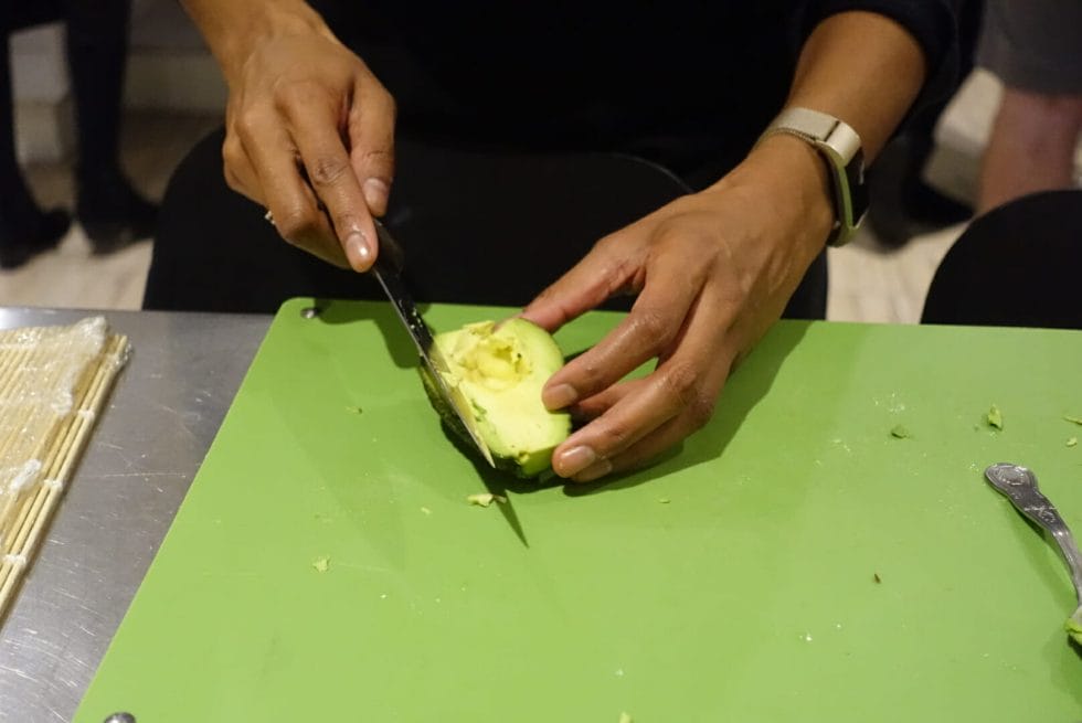 Testing out our knife skills on the avo