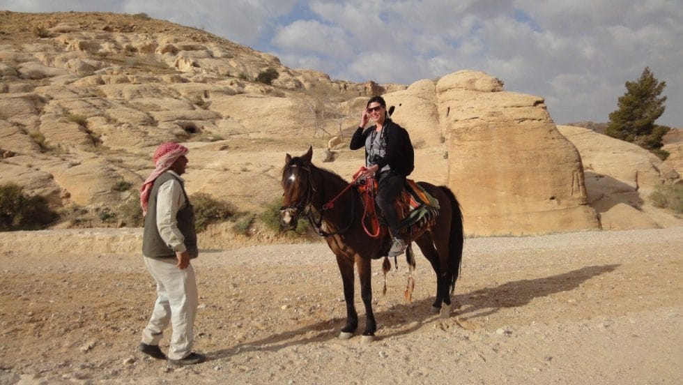 Katies friend on a horse outside of Petra