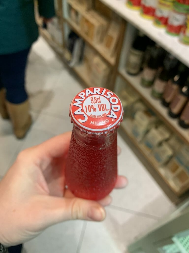 Campari Soda classic Italian drink in an iconic glass bottle
