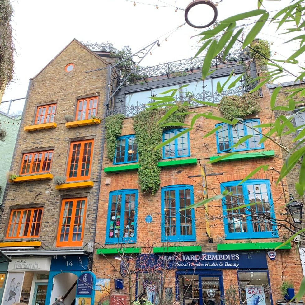 Neals Yard with lots of vibrant paintwork