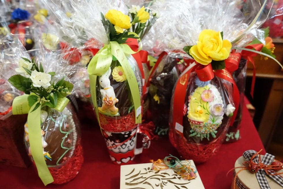 Chocolate Easter eggs in the sweet shop