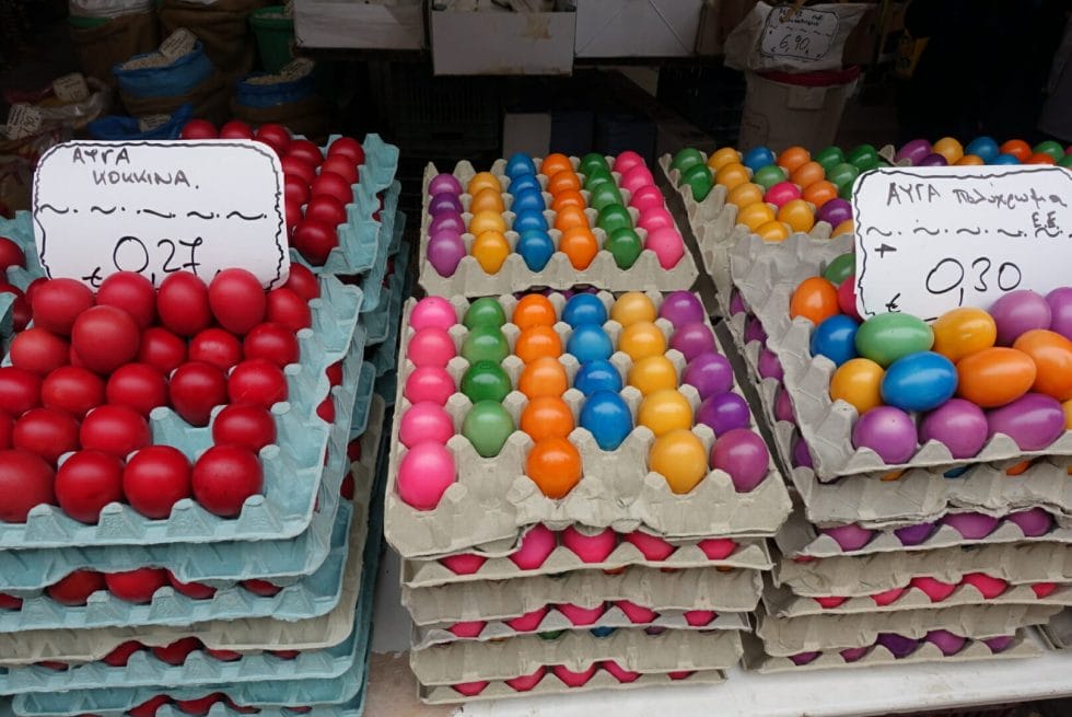 Painted eggs at the market
