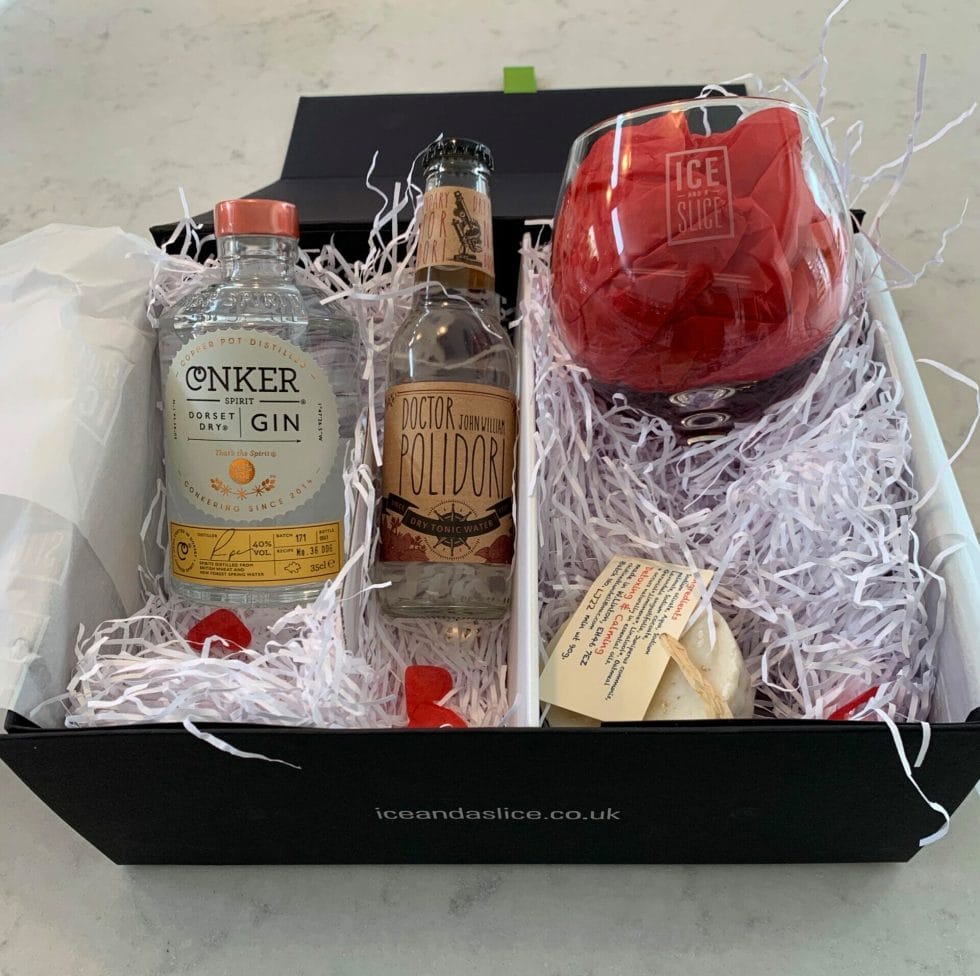 Open gin spa gift box showing packaging and contents