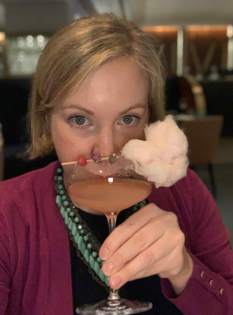 Katie drinking her Seifert cocktail