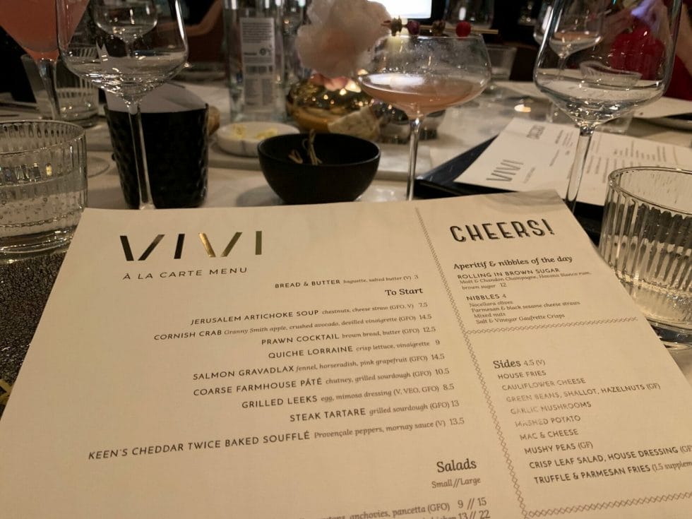 The Vivi menu