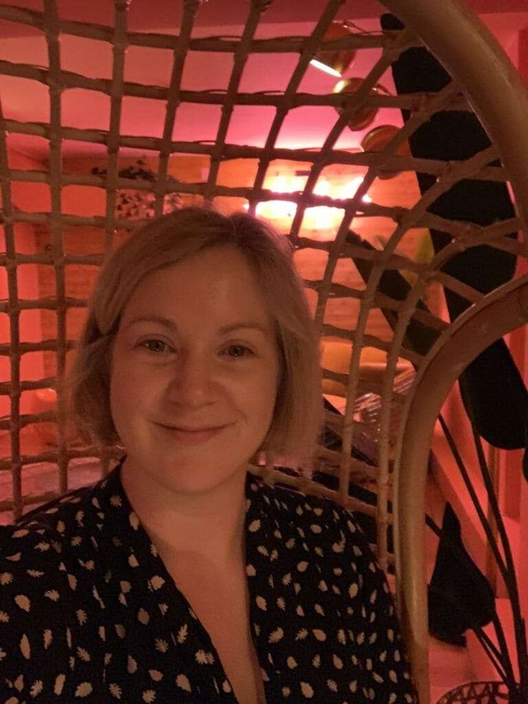 Katie taking a selfie in the hanging chair