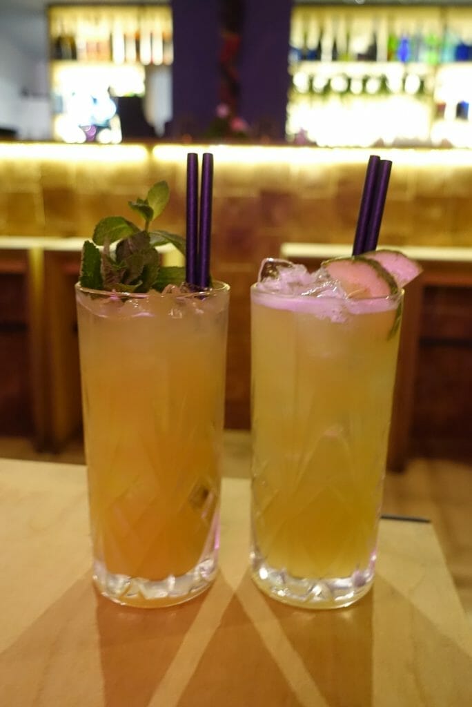 The two cocktails side by side