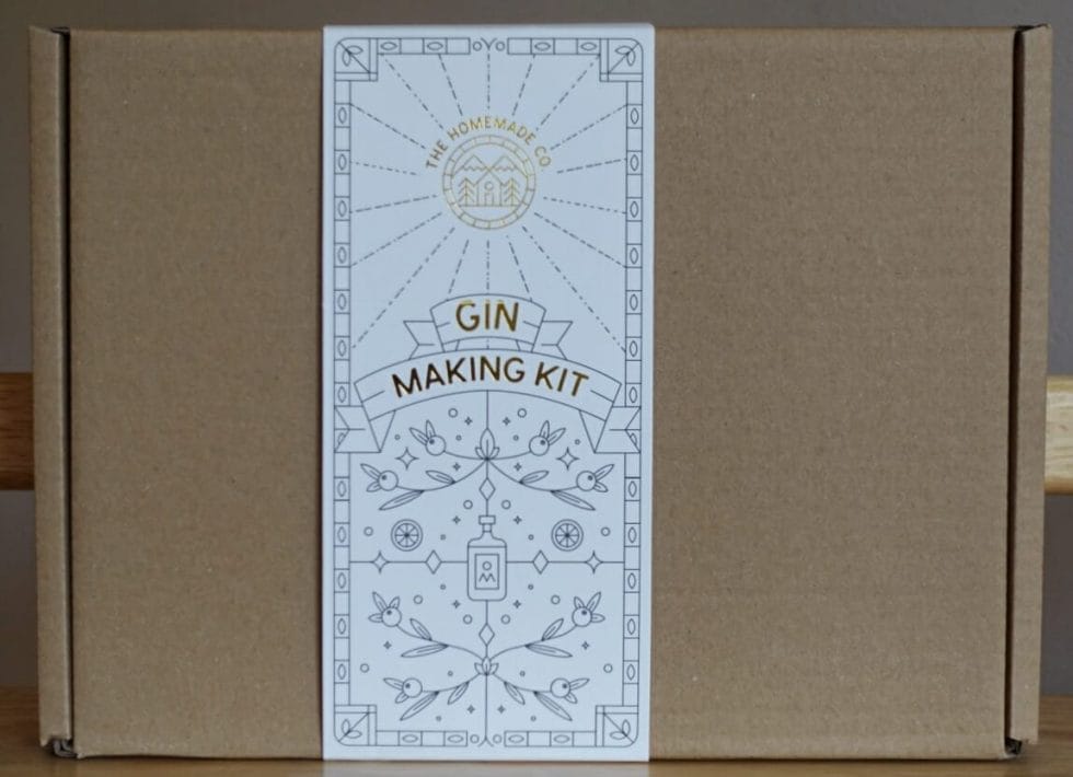 The outside of the Homemade Co gin making kit box