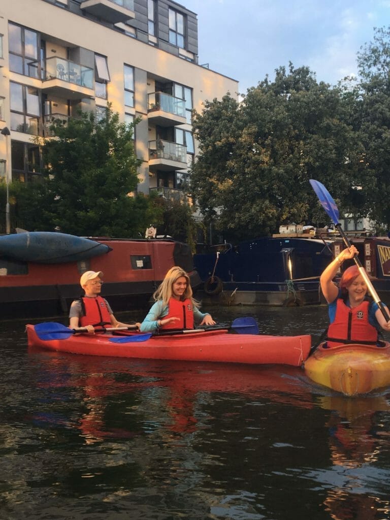 Katie and the two person kayak bumping