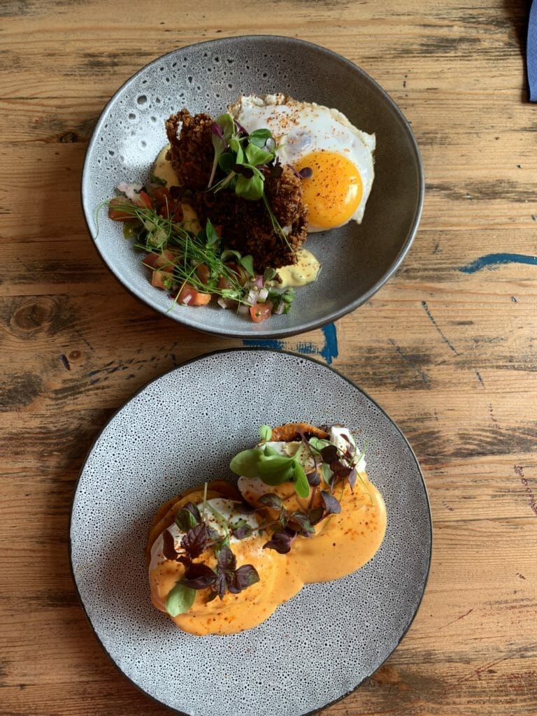 Two brunch plates on the table