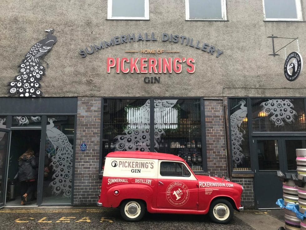 Pickering's van outside the distillery in Edinburgh