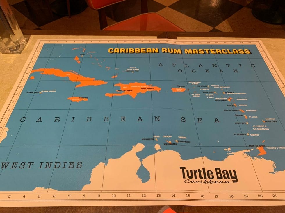 Caribbean island map for the rum masterclass