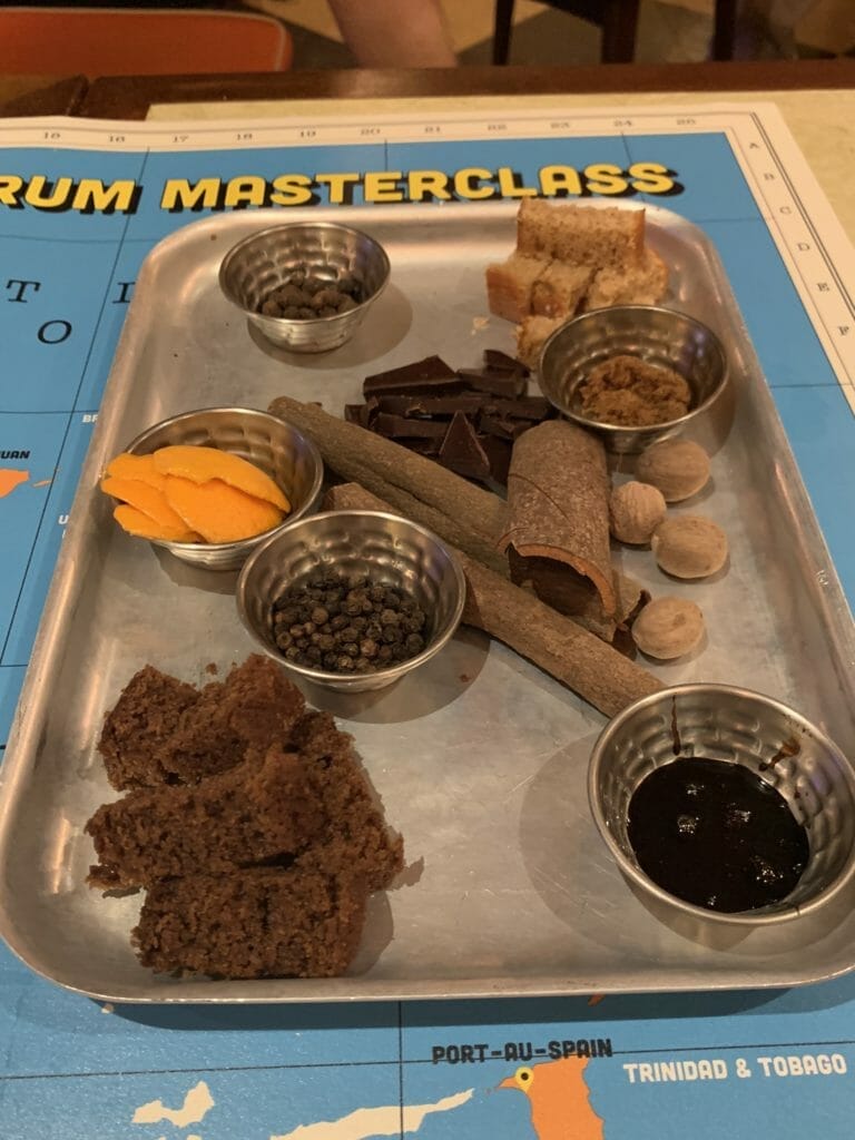 Tray with selection of spices and edibles