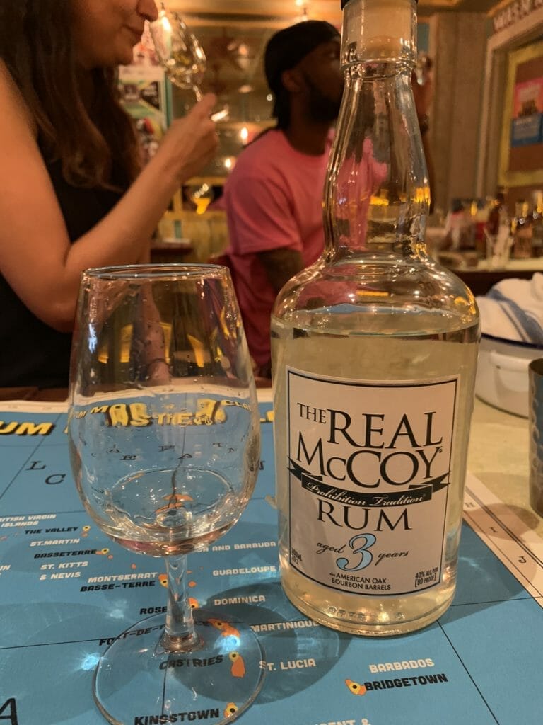 Bottle and glass of The Real McCoy rum