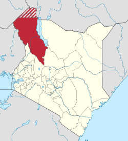 Map of Kenya with Turkana region coloured red
