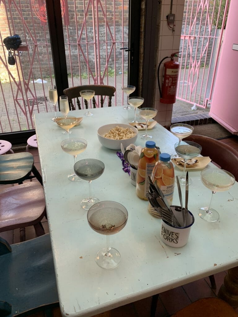 Table with glasses of prosecco