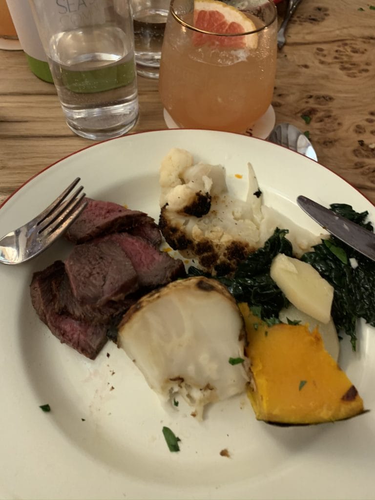 Ribeye steak and veggies