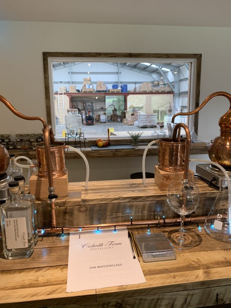Colwith Farm Distillery set up to make your own gin in their gin masterclass