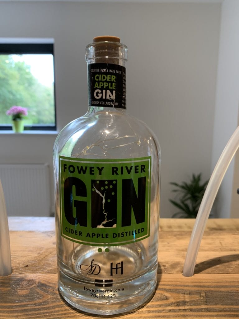 Fowey River gin with green label