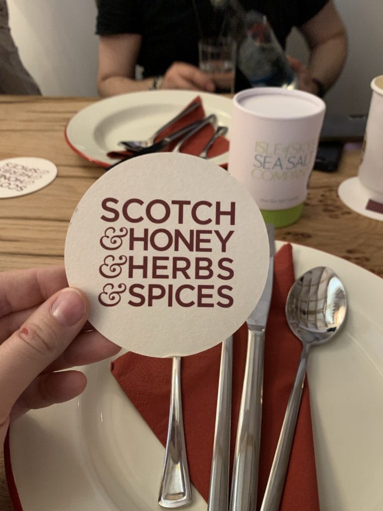 Coaster with Scotch, Honey, Herbs, Spices