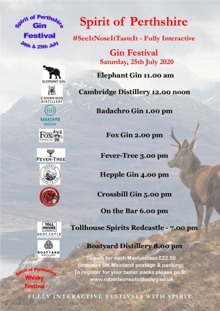 Spirit of Perthshire gin festival Saturday 25th July 20
