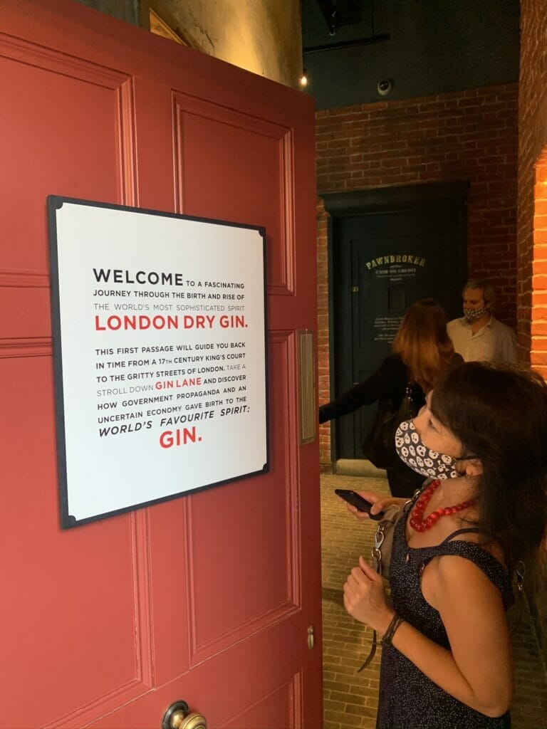 Sandra reading the sign on the door into the main exhibit