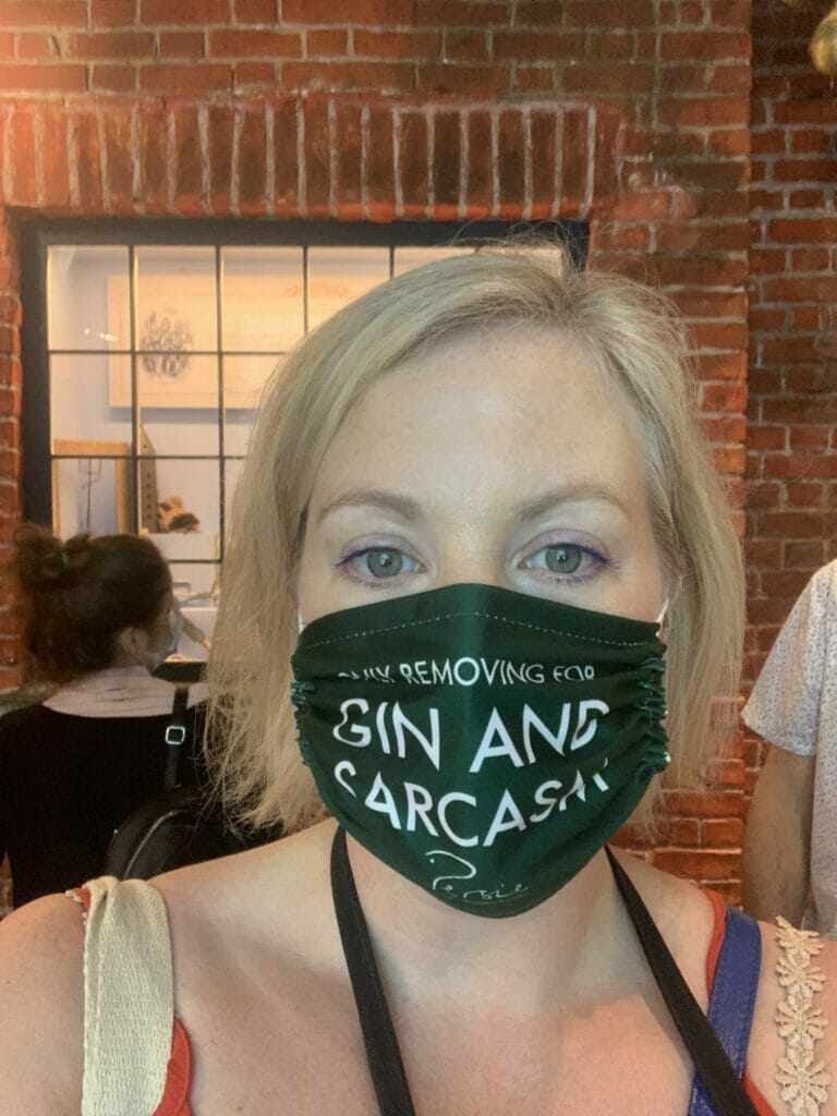 Only removing mask for gin and sarcasm!