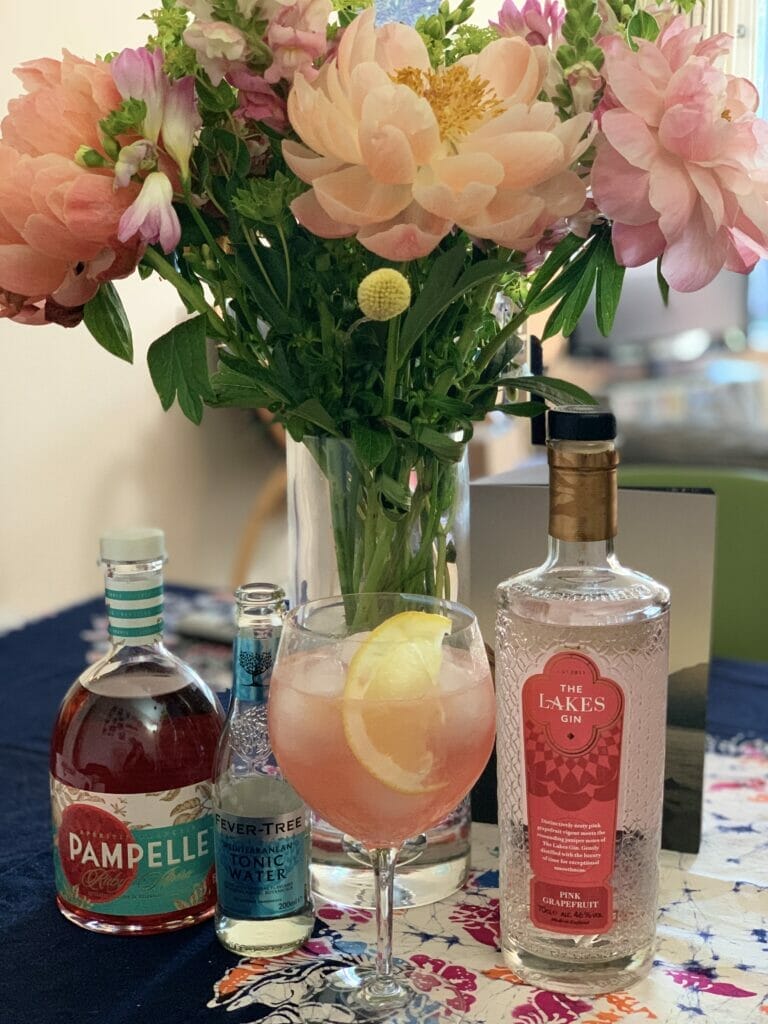 Grapefruit spritz with Lakes Pink Grapefruit gin and Pampelle