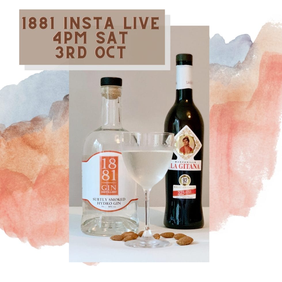 1881 Distillery Instagram live Saturday 3rd October 4pm