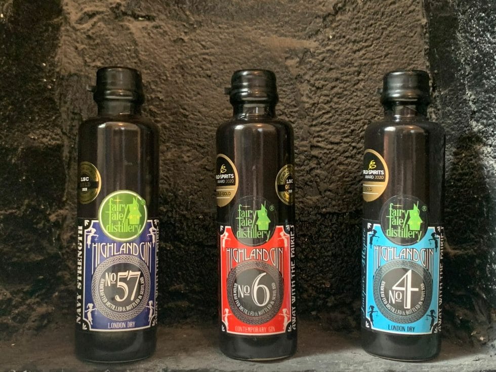 The three Highland gins from Fairytale distillery that I tasted