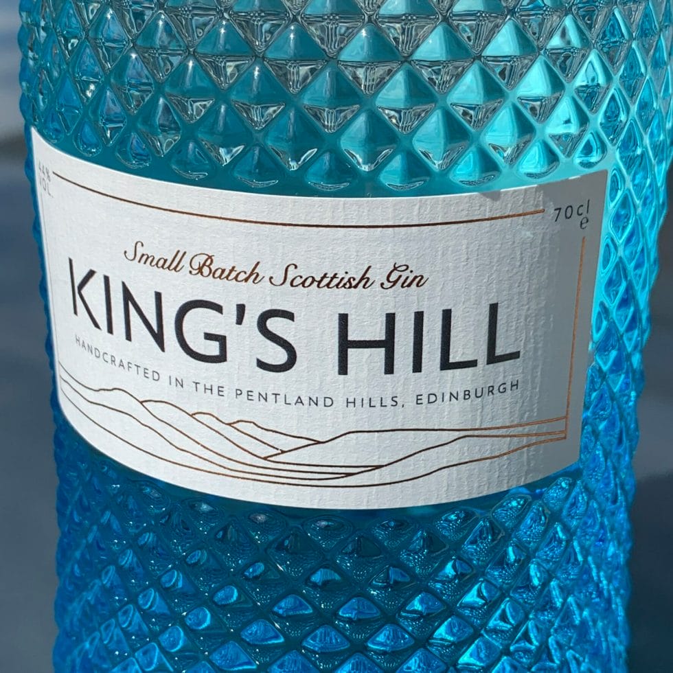 Close up of the King's Hill gin bottle label